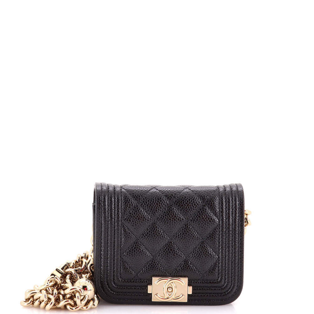 Chanel Boy Flap Chain Belt Bag Quilted Caviar